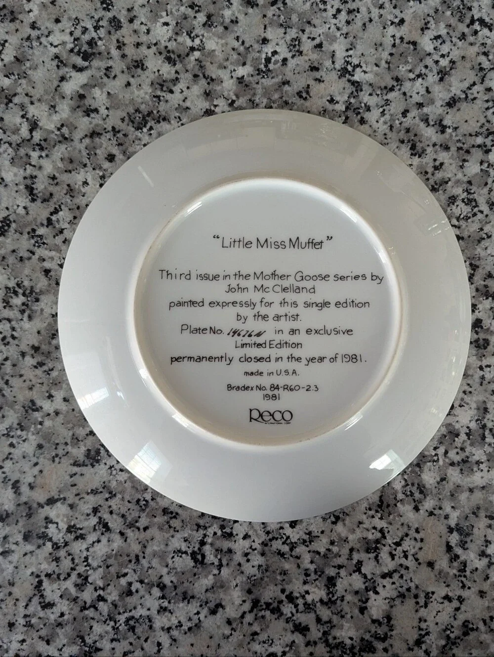 Vintage Reco Little Miss Muffet Plate